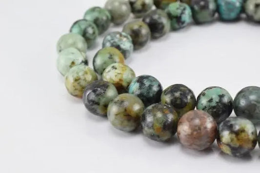 Natural African Turquoise Gemstone Round Beads 4mm/6mm/8mm/10mm Natural Stones Beads natural healing stone chakra stones for Jewelry Making - BeadsFindingDepot