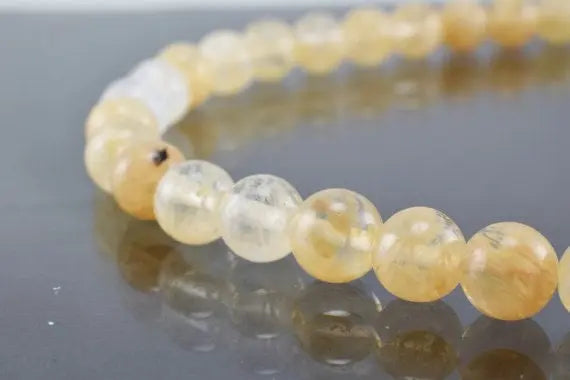 Citrine Quartz Gemstone Round Beads 6mm/8mm/10mm Natural Stones Beads natural healing stone chakra stones for Jewelry Making - BeadsFindingDepot
