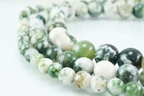 New Moss Agate Gemstone Round Beads 6mm/8mm/10mm Natural Stones Beads natural healing stone chakra stones for Jewelry Making - BeadsFindingDepot