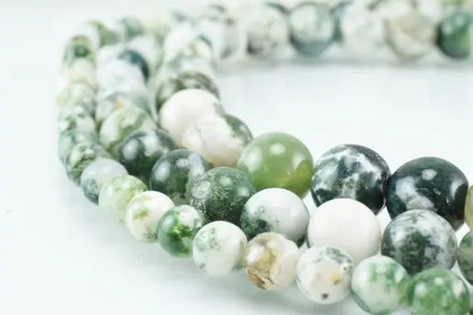 New Moss Agate Gemstone Round Beads 6mm/8mm/10mm Natural Stones Beads natural healing stone chakra stones for Jewelry Making - BeadsFindingDepot