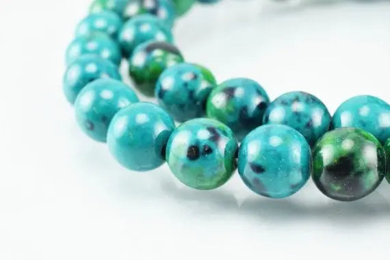 New Green Phoenix Gem stone Round Beads 6mm/8mm/10mm Natural Stones Beads natural healing stone chakra stones for Jewelry Making - BeadsFindingDepot
