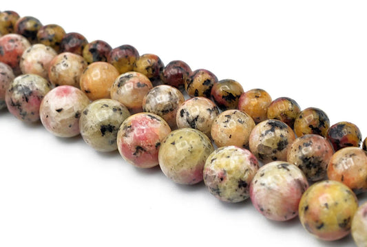 Pink Yellow Sesame Jasper Round Beads 6mm/8mm/10mm Round Beads Natural Gemstone Beads For jewelry making AA Quality - BeadsFindingDepot