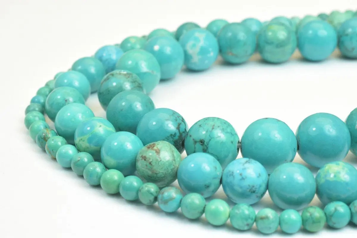 Synthetic Green Turquoise Beads 6mm/8mm/10mm Round Turquoise Healing Stone Chakra Stones Jewelry Making - BeadsFindingDepot