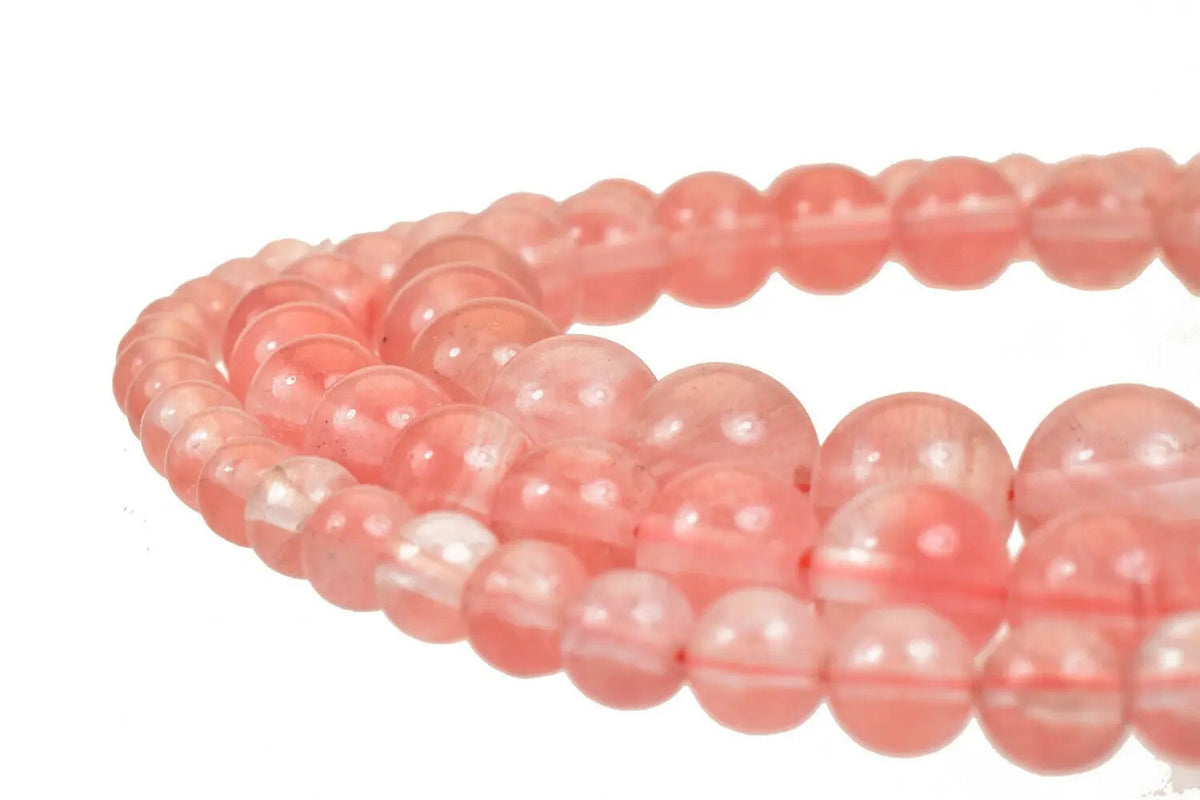 Peach quartz gemstone round stone beads 6mm/8mm/10mm  natural healing stone chakra stones for jewelry making - BeadsFindingDepot
