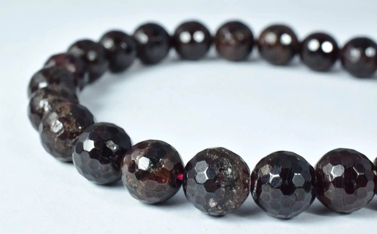 Garnet Gemstone Faceted Round Beads 8mm/10mm natural stone healing stone chakra stones for Jewelry Making #0199 - BeadsFindingDepot