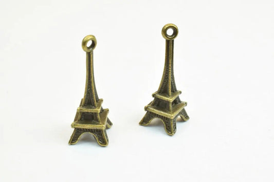 12 PCs Eiffel Tower Charm Pendants Antique Green Beads France Paris Alloy Pendant Size 23x8.5mm Jump Ring Size 1mm For Jewelry Making - BeadsFindingDepot