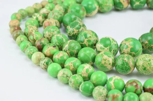 Natural Green Impression Jasper Beads 6mm/8mm/10mm/12mm Round Turquoise Imperial Impression natural healing stone chakra stones for Jewelry - BeadsFindingDepot