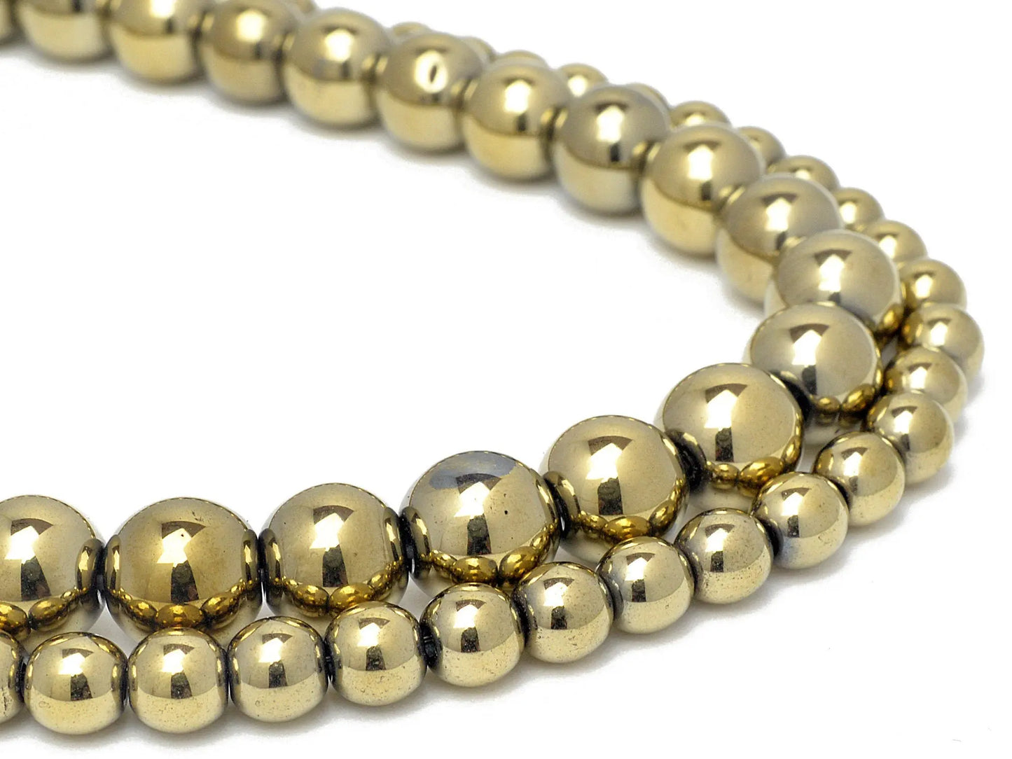 Hematite Glossy Gold/ Champian Gold  Gemstone Round Stone Beads 4mm/6mm/8mm/10mm/12mm Stone ,healing stone for Jewelry Making(AAA) Quality - BeadsFindingDepot