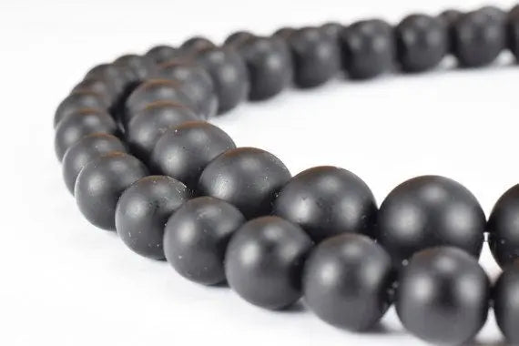 Matte Black Onyx Gemstone Beads 4mm/6mm/8mm/10mm/12mm Stones natural healing stone chakra stones for Jewelry Making Sold by 15.5 inch Strand - BeadsFindingDepot