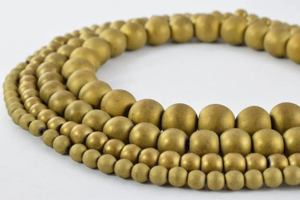 Hematite Matte Gold Gemstone Round Stone Beads 4mm/4.5mm/6mm/8mm/10mm/12mm stone healing stone chakra stones for Jewelry Making B Quality - BeadsFindingDepot