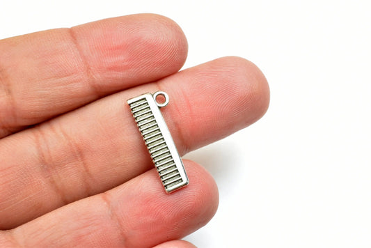 14 PCs Comb Charm Size 22x9mm Silver Color 3D Charm Pendant Finding For Jewelry Making - BeadsFindingDepot