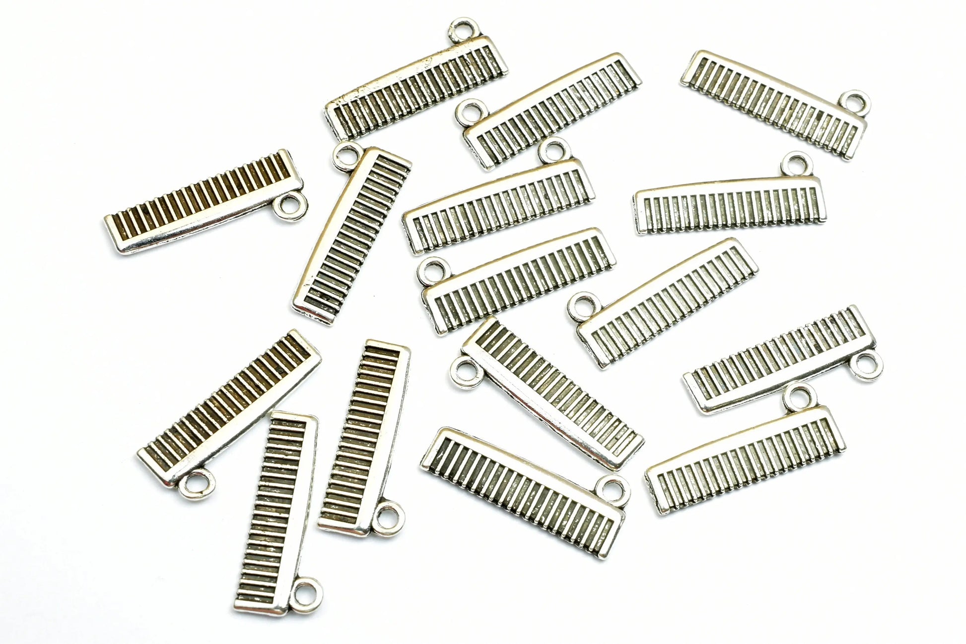 14 PCs Comb Charm Size 22x9mm Silver Color 3D Charm Pendant Finding For Jewelry Making - BeadsFindingDepot
