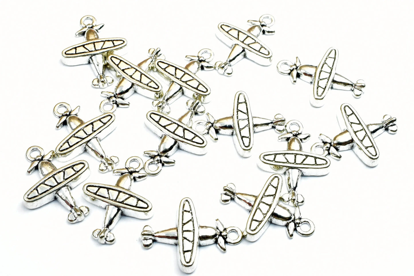 14PCs Airplane Charm Size 21x16mm Antique Tibetan Silver Tone Finding Alloy Charm Pendant Finding For Jewelry Making - BeadsFindingDepot