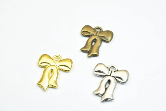 14PCs Bow Tie Charm 3 Colors Alloy Bowknot Gift Christmas Size 15.5x13mm Thickness 2mm Jump Ring 1mm Decorative Design For Jewelry Making - BeadsFindingDepot