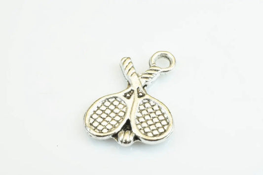 15 PCs Tennis Racket Charms Alloy Antique Silver Size 19x14mm Jump Ring Size 2mm For Jewelry Making - BeadsFindingDepot