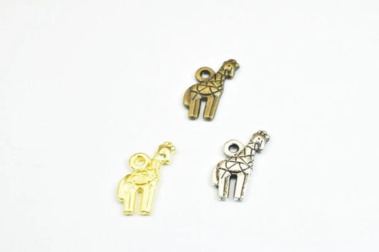 16 PCs Giraffe Charm Pendant Beads 3 Colors Size 18x8mm Decorative Design Metal Beads 0.8mm JumpRing Opening for Jewelry Making - BeadsFindingDepot