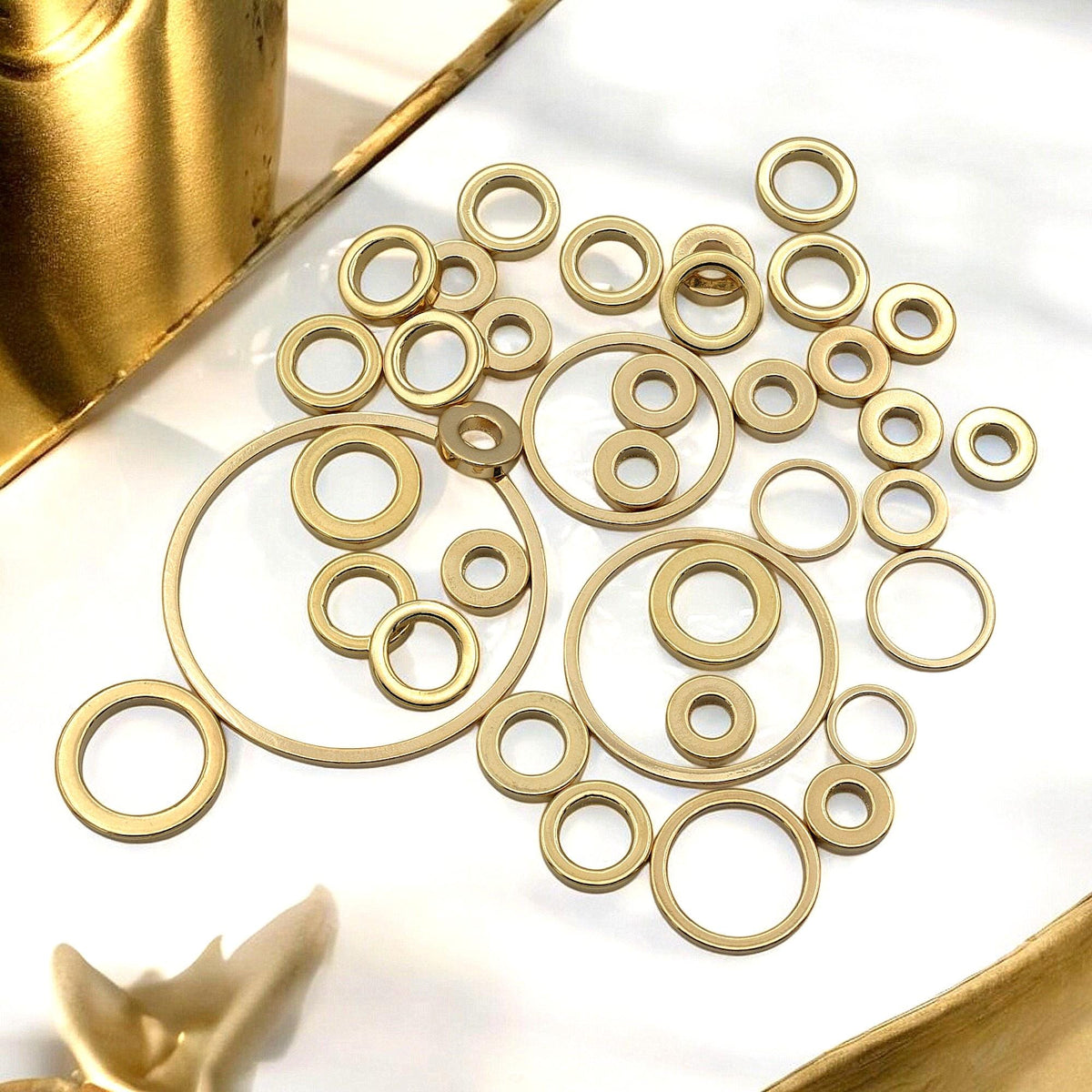 Gold Closed Jump Rings   Square Wire, Assorted Sizes for Jewelry Making sold 12 PCs/PK jewelry making supplies - detail im...