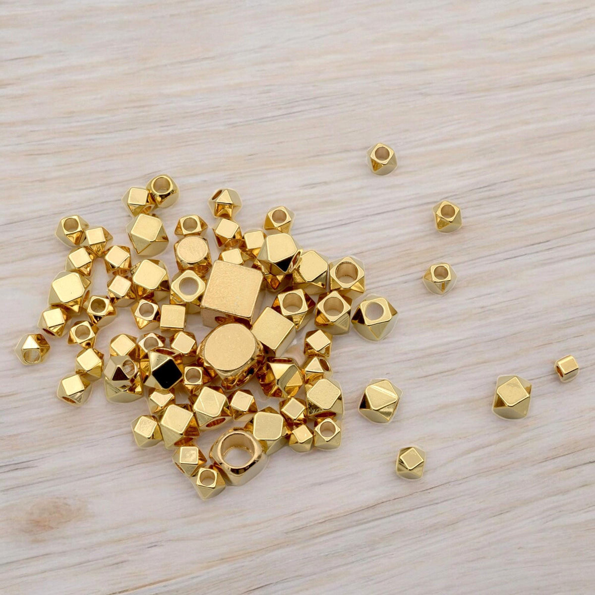 18K Gold Square and Cube Spacer Beads   Mixed Sizes for Jewelry Making USA Seller Sold 20 PCs/PK jewelry making supplies -...