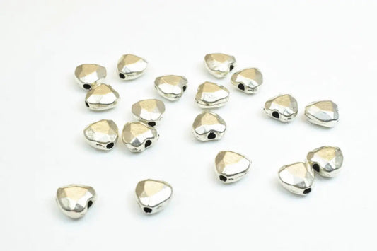 18 PCs Heart Silver Alloy Connector Charm Pendant Beads Size 7x7x4mm Hole Size 1mm Decorative Design Metal Beads For Jewelry Making - BeadsFindingDepot