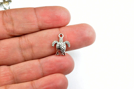 18 PCs Turtle Charm Size 15x13mm Silver Color Charm Pendant Finding For Jewelry Making - BeadsFindingDepot