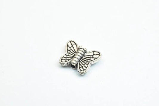 20 PCs Butterfly Antique Silver Alloy Connector Charm Beads Size 9x11mm Decorative Design Beads 1mm JumpRing Size for Jewelry Making - BeadsFindingDepot