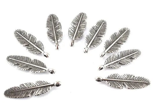 28x9mm Antique Silver Tropical Textured Leaf Pendant , 2mm bail opening, Sold by 1 pack of  18pcs - BeadsFindingDepot