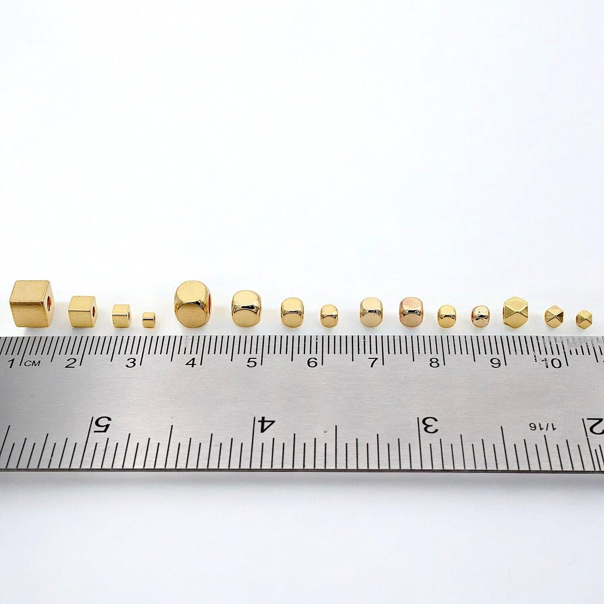 18K Gold Square and Cube Spacer Beads   Mixed Sizes for Jewelry Making USA Seller Sold 20 PCs/PK jewelry making supplies -...