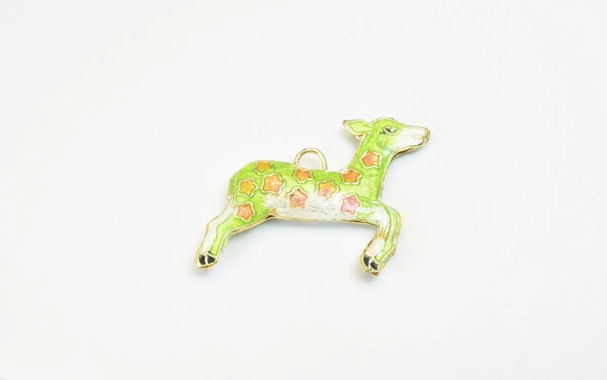 3 PCs Deer Cloisonne Pendant Charm Beads Size 27x35mm Thickness 5mm JumpRing Size 1.5mm Enamel Design Sweater Chain Charm For Jewelry Making - BeadsFindingDepot