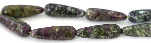 31mmx11mm Ruby Zoisite Tear Drop Stone Beads, Sold by 1 strand of 13pcs ,2mm hole opening - BeadsFindingDepot