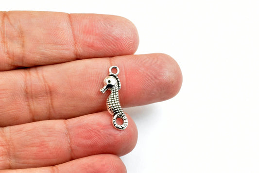 35 PCs Seahorse Charms Alloy Silver Size 22x7mm Jump Ring Size 2mm For Jewelry Making - BeadsFindingDepot