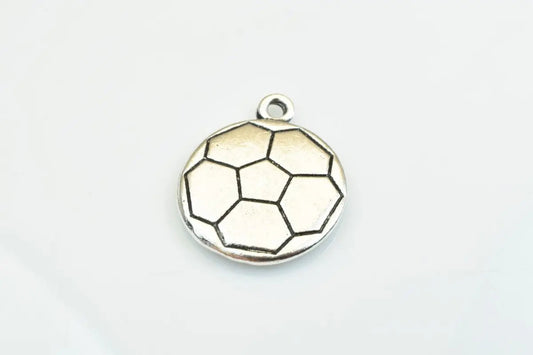 4 PCs Soccer Ball Charms Alloy Antique Silver Size 22x18mm Jump Ring Size 2mm For Jewelry Making - BeadsFindingDepot