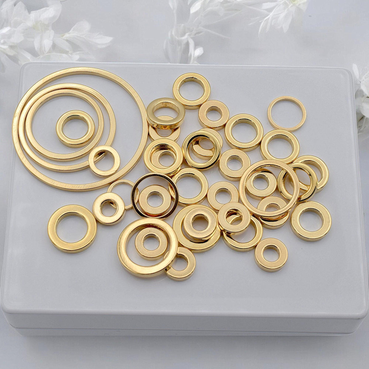 Gold Closed Jump Rings   Square Wire, Assorted Sizes for Jewelry Making sold 12 PCs/PK jewelry making supplies - detail im...