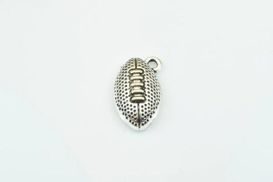 5 PCs Football Charms Alloy Antique Silver Size 17x10mm Jump Ring Size 2mm For Jewelry Making - BeadsFindingDepot