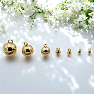 6 PCs/Pack 18K Gold Filled Look, Hanger Beads, and tear drop Seamless Ball, Various Sizes 3mm, 4mm, 5mm,8mm,10mm,12mm Find...