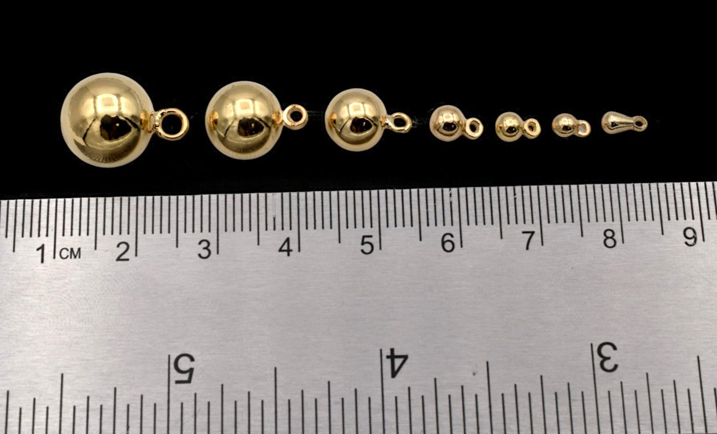6 PCs/Pack 18K Gold Filled Look, Hanger Beads, and tear drop Seamless Ball, Various Sizes 3mm, 4mm, 5mm,8mm,10mm,12mm Find...