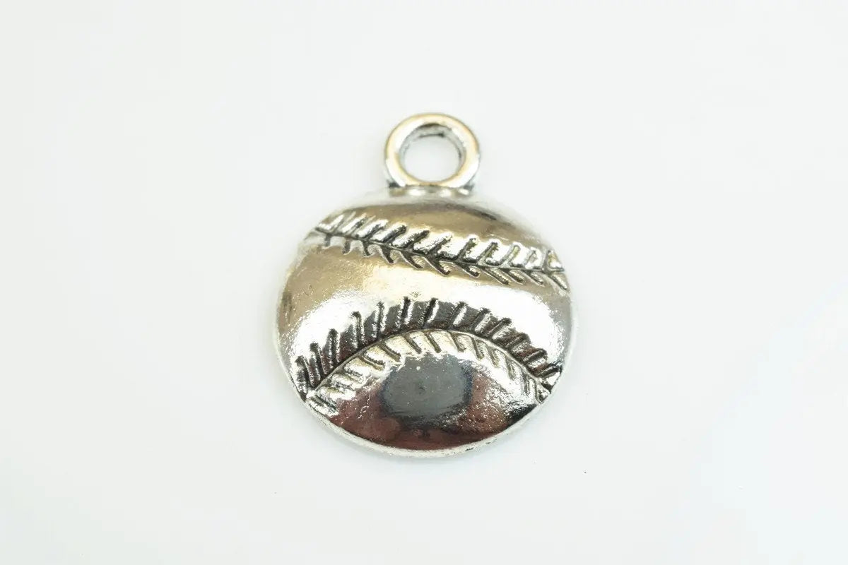 8 PCs Baseball Charms Alloy Antique Silver Size 18x14mm Jump Ring Size 5mm For Jewelry Making - BeadsFindingDepot