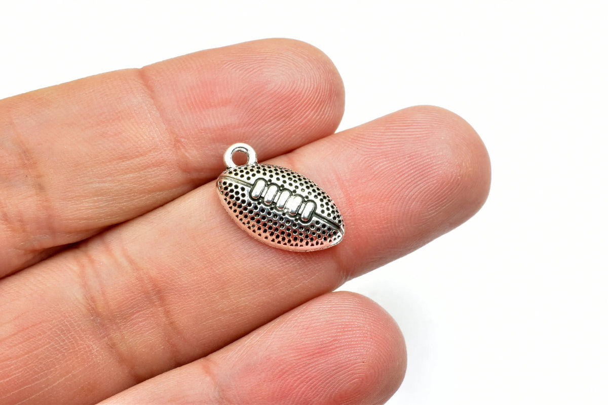 8 PCs Football Charm Size 17x10mm Silver Color Charm Pendant Finding For Jewelry Making - BeadsFindingDepot