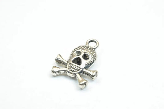 8 PCs Skull Silver Alloy Beads Two Side Face Antique Silver Alloy Metal Bracelets Charm Size 17x13x4mm Jump Ring Size 2mm For Jewelry Making - BeadsFindingDepot