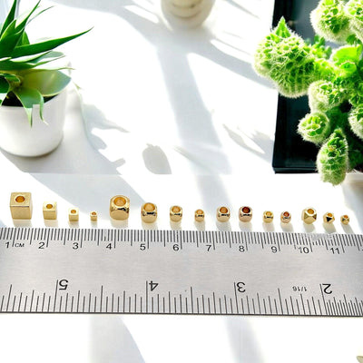 18K Gold Square and Cube Spacer Beads   Mixed Sizes for Jewelry Making USA Seller Sold 20 PCs/PK jewelry making supplies -...