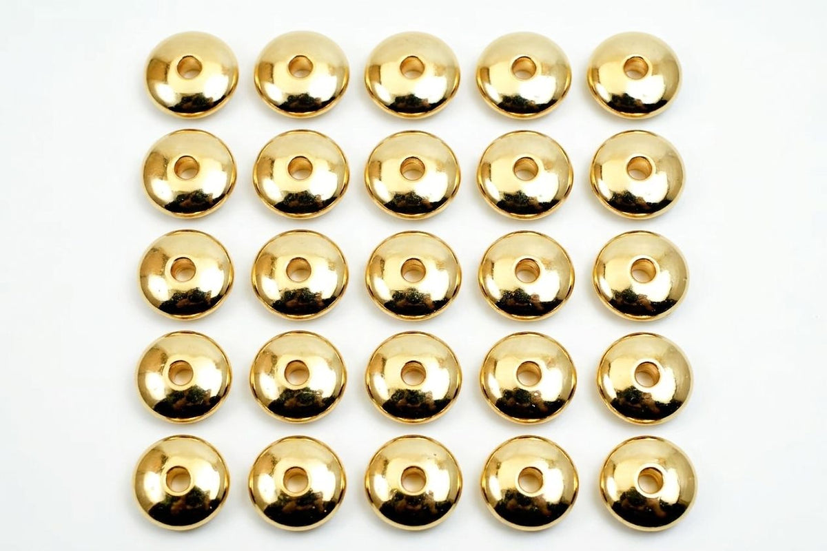 A grid of 24 shiny gold-colored circles arranged in a 4x6 pattern on a white background.