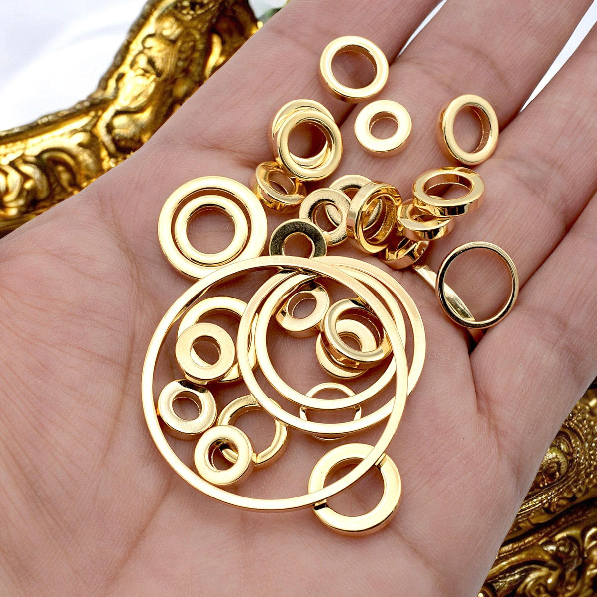 Gold Closed Jump Rings   Square Wire, Assorted Sizes for Jewelry Making sold 12 PCs/PK jewelry making supplies - detail im...
