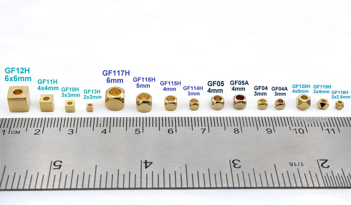 18K Gold Square and Cube Spacer Beads   Mixed Sizes for Jewelry Making USA Seller Sold 20 PCs/PK jewelry making supplies -...