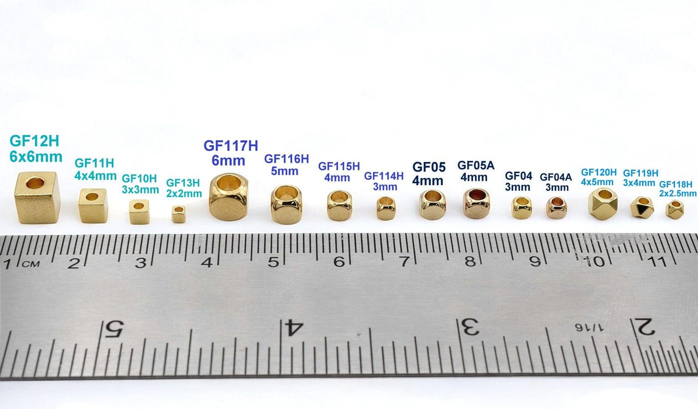 18K Gold Square and Cube Spacer Beads   Mixed Sizes for Jewelry Making USA Seller Sold 20 PCs/PK jewelry making supplies -...