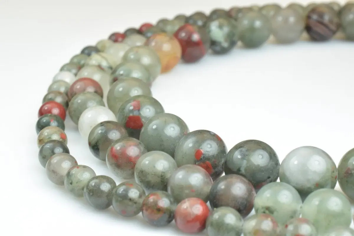 African Blood Beads Gemstone Round 6mm-10mm Natural Healing Jewelry - BeadsFindingDepot