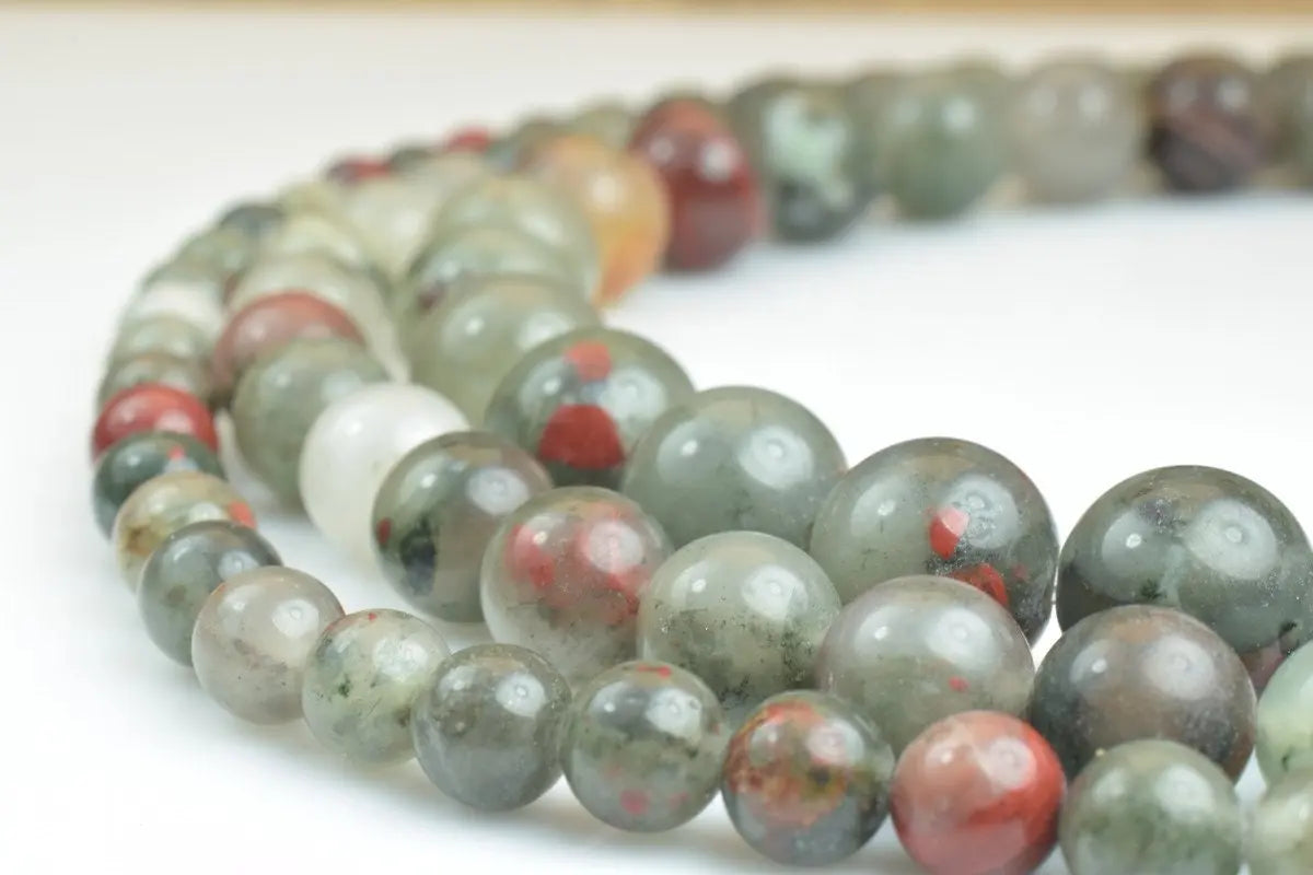 African Blood Beads Gemstone Round 6mm-10mm Natural Healing Jewelry - BeadsFindingDepot