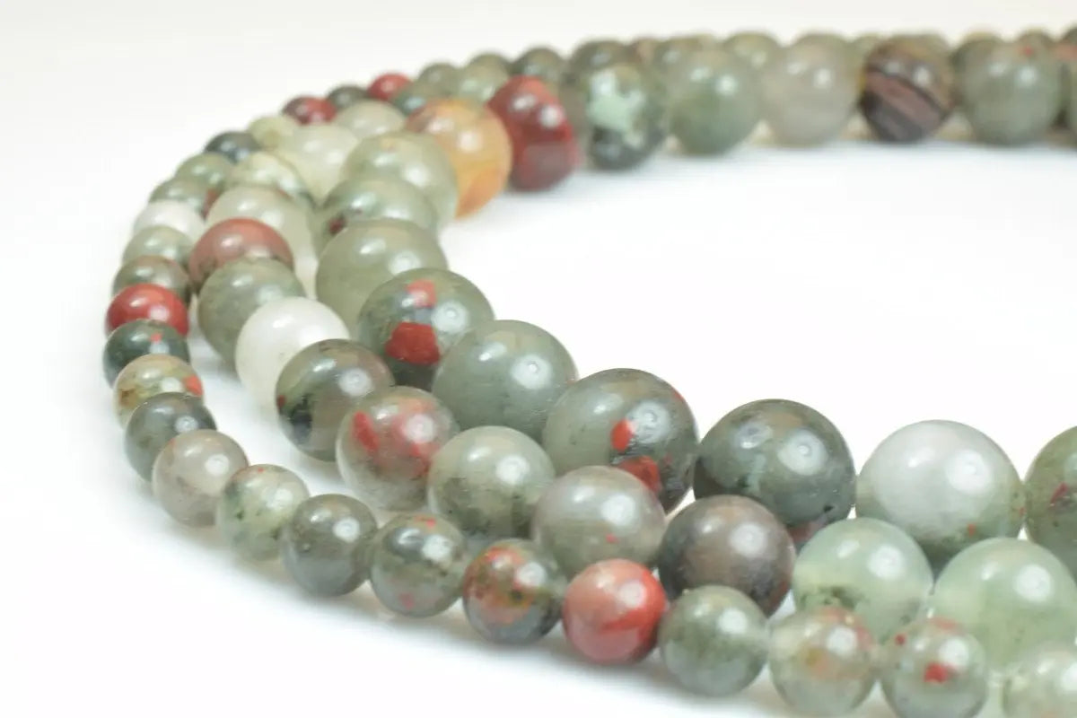 African Blood Beads Gemstone Round 6mm-10mm Natural Healing Jewelry - BeadsFindingDepot