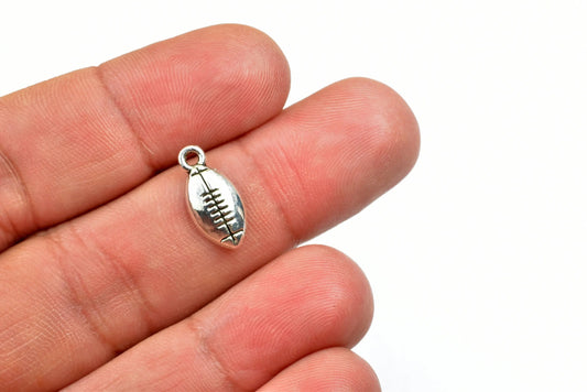 American Football Sport Charms Size 15x7mm Silver Color Charm Pendant Finding For Jewelry Making 32PCs Per Pack - BeadsFindingDepot