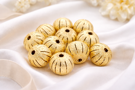 Gold Filled Alternative Spacer Beads 10mm - 18K Stardust Round Diamond Cut Beads