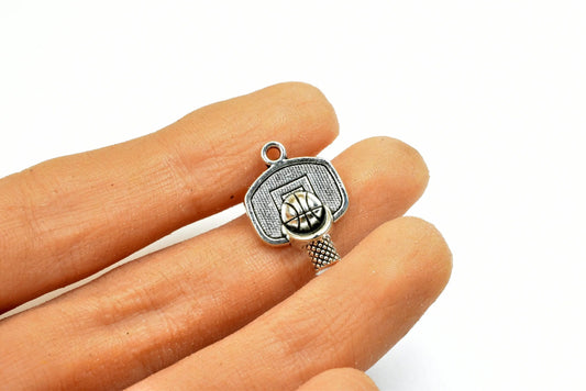 Basketball Sport Charms Size 20x15mm Silver Color Charm Pendant Finding For Jewelry Making 9PCs Per Pack - BeadsFindingDepot