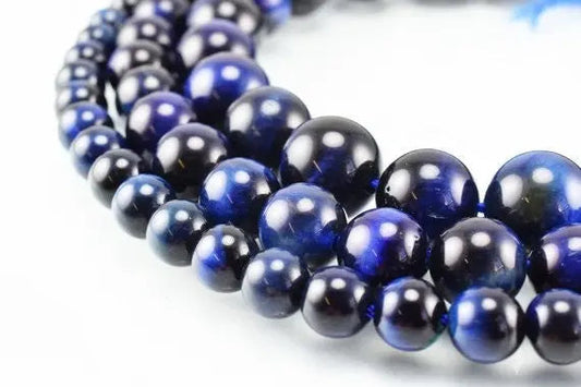 Blue Tiger Eye Gemstone Round Beads 4-12mm Natural Crystal for Jewelry - BeadsFindingDepot